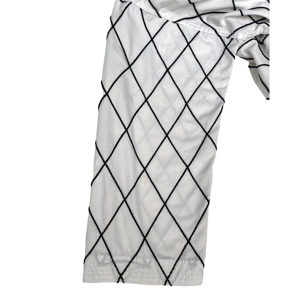 SIZE 4 BMA White Hapkido Uniform Gi Jacket Top Black Diamond Stitching - Picture 10 of 13